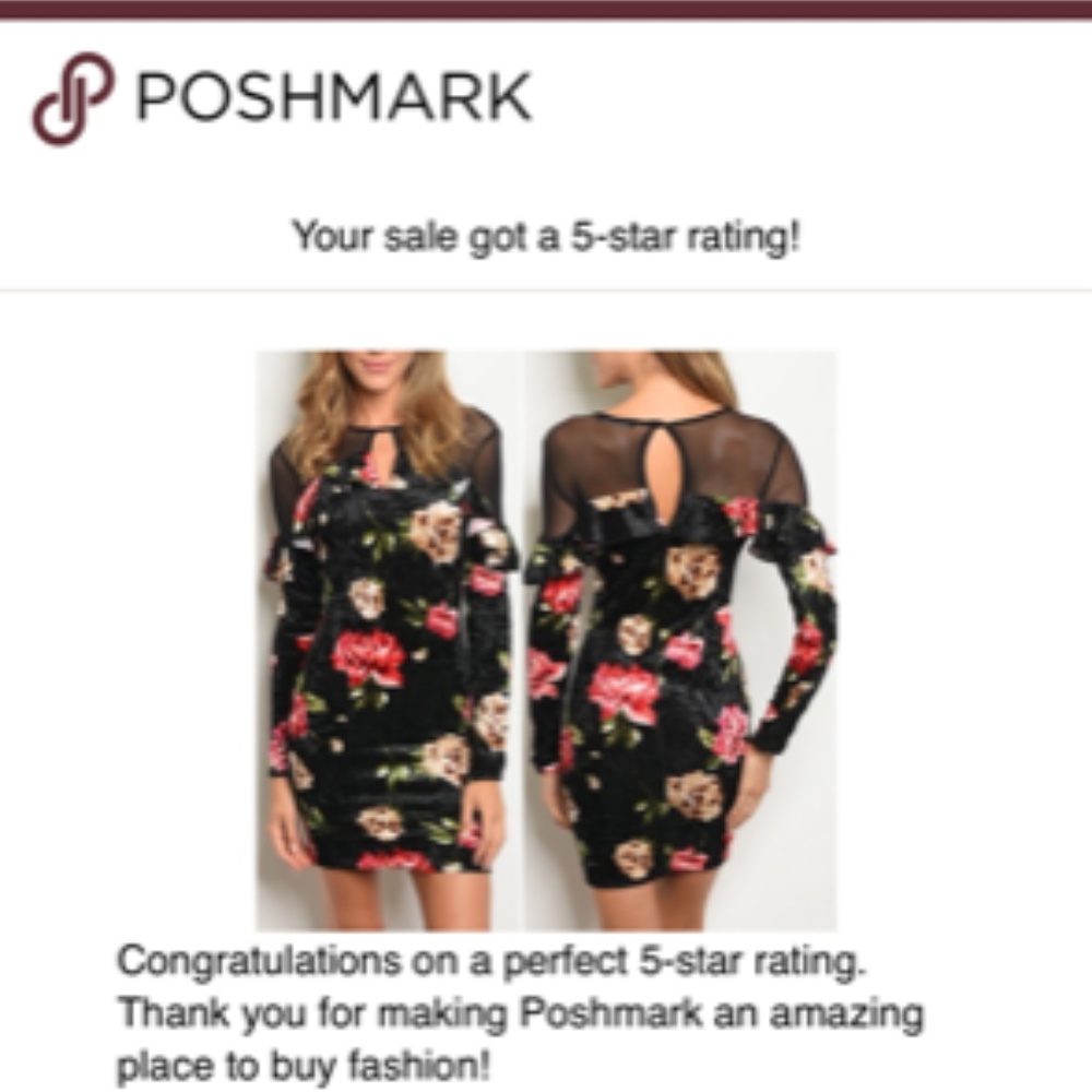 3 LEFT! VELVET FLORAL BODYCON MESH DRESS! - Picture 4 of 5